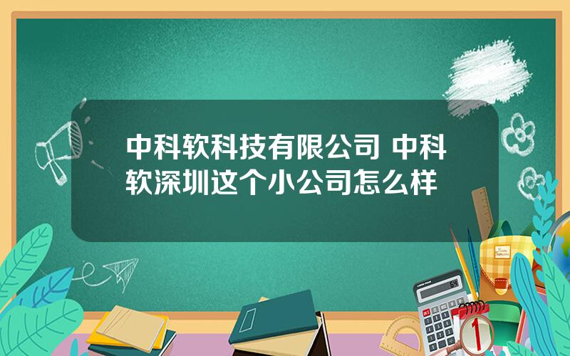 中科软科技有限公司 中科软深圳这个小公司怎么样